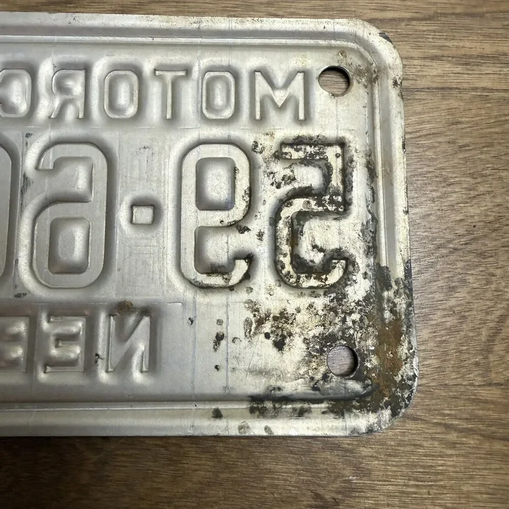 License Plate Vintage Motorcycle Sarpy County Nebraska 1976 59-6641 Rustic USA